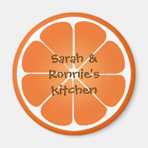 Orange juicy fruit slice round magnet party favour magnets