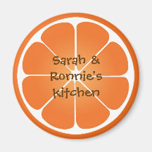 Orange juicy fruit slice round magnet party favour