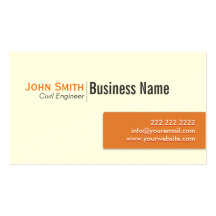 Orange Label Civil Engineer Business Card