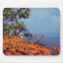 Orange Lake Geneva, Montreux, Switzerland flowers Mousepad