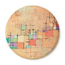 Orange Lattice Abstract Painting Magnet