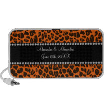 Orange leopard print wedding favors travel speakers