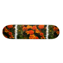 Orange Marigold Flowers Skateboard