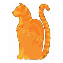 Orange Meow Kitty Cat Silhouette Postcards