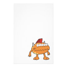 orange mohawk monster many eyes personalized stationery