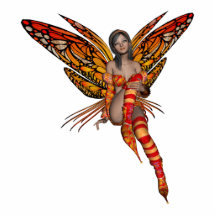 Orange Monarch Butterfly 3D Pixie - Fairy 1 Photo Cut Outs