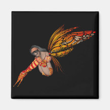 Orange Monarch Butterfly 3D Pixie - Fairy 2 Refrigerator Magnets