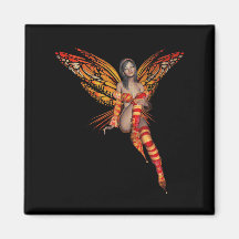 Orange Monarch Pixie Butterfly Fairy 7 - Fridge Magnets
