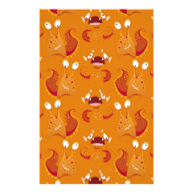 Orange Monster Print Stationery