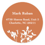 Orange nature leaf plant custom name address label round stickers