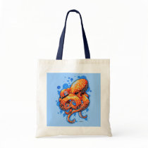 orange octopus canvas bags