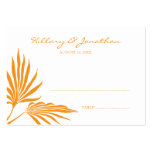 Orange palm leaf wedding escort seating place card business card