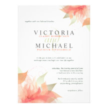 Orange Peach Floral Wedding Invitations