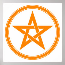 Orange Pentacle Pentagram Print