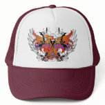 Orange Phoenix Winged Skulls Baseball Hat Custom