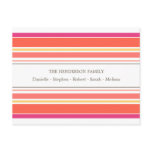 Orange & Pink Candy Stripes Family Postcard