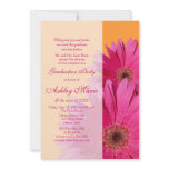 Orange Pink Gerbera Daisy Graduation Invitation