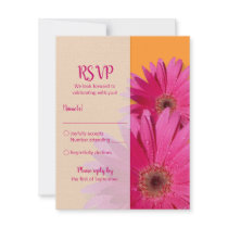 Orange & Pink Gerbera Daisy Wedding Response Card