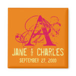 Orange & Pink Monogram • Save the Date Magnet
