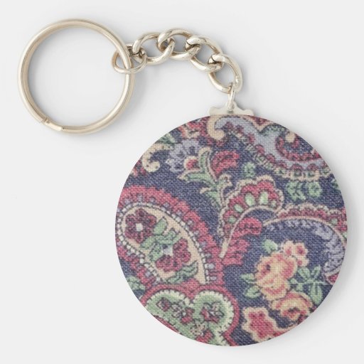 Orange Pink, white and green flowers with paisley Keychains
