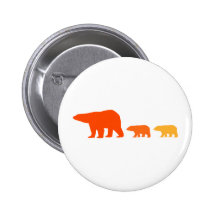 Orange Polar Bear Pinback Buttons