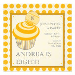 Orange Polka Dot Cupcake Birthday Party Invitation