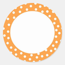 Orange polka dot label round stickers
