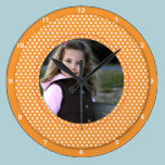 orange polkadot photo frame wall clocks