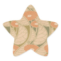 orange poppies art noueveau style sticker