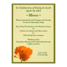 Orange Poppy Menu Cards Invitations