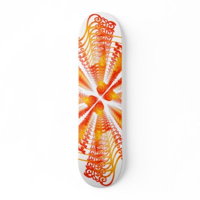 Orange Psychedelic Spirals: Skateboard by spiritswitchboard