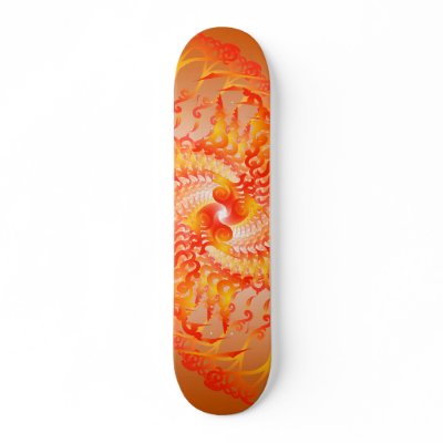 Orange Psychedelic Spirals: Skateboard by spiritswitchboard