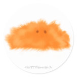 Orange PuffBall Critter Round Sticker