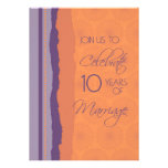 Orange Purple 10th Anniversary Invitation Card