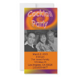 orange purple cocktail party personalized photo card