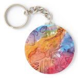 Orange red blue watercolour abstract background key chain