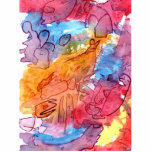 Orange red blue watercolour abstract background photo sculptures