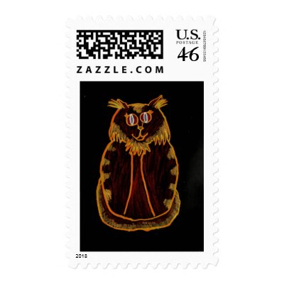Orange-Red Cat Stamps by FlashAllen