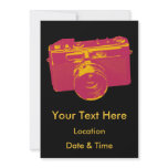 Orange & Red Retro Camera Design invitations