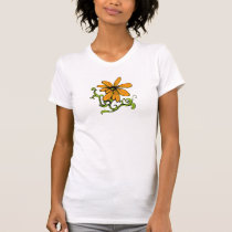 Orange Retro Flower Sketch T shirt t-shirts