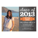 Orange ribbon banner chalkboard photo graduation invite