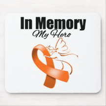 Orange Ribbon In Memory of My Hero Mousepads