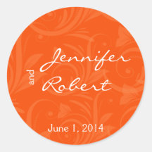 Orange Rose Graphic Wedding Envelope Seal Stickers