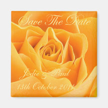 Orange Rose - Save The Date - Wedding - Engagement Fridge Magnet