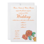 Orange roses wedding invitation