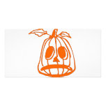 Orange Sad Pumpkin Face photo cards