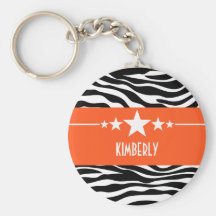 Orange Sassy Star Zebra Keychain