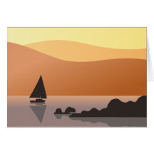 Orange Sky and Sailboat - Card