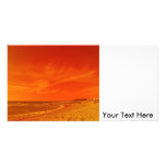 Orange sky Meets Sea Custom Photo Card