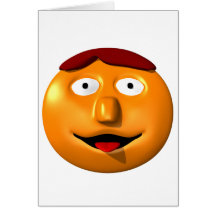 Orange smiley man with his tounge out greeting cards